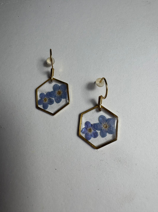Orecchini esagono di Myosotis